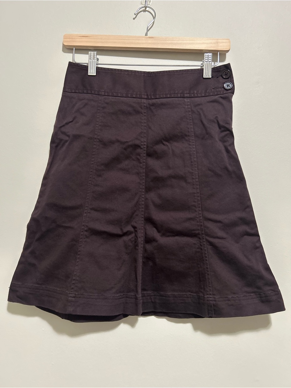 Dark Brown A-Line Mini Skirt with Button Detail